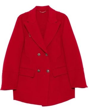 Ermanno Scervino Double-Breasted Wool Coat - Red