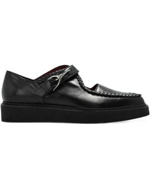 McQueen Wishbone Creeper Leather Flat Pumps - Black