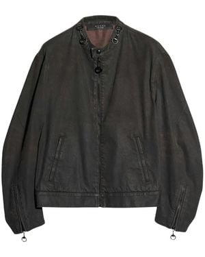 Gucci Chaqueta Horsebit Con Cremallera - Negro