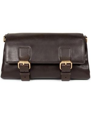 Dries Van Noten Buckle Leather Shoulder Bag - Grey