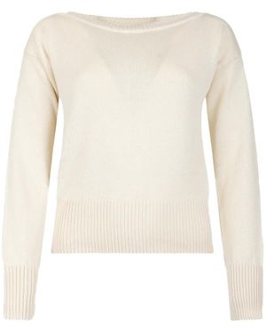 Weekend by Maxmara Boat-Neck Ribbed-Trim Sweater - White