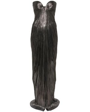 Maria Lucia Hohan Robe Longue Nadira Plissée À Effet Métallisé - Black