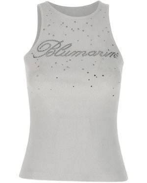 Blumarine Embellished-Logo Tank Top - Grey