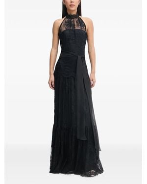 Aniye By Noa Lace-Overlay Tiered Maxi Dress - Black