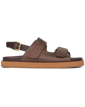 Etro Paisley-Print Slingback Sandals - Brown
