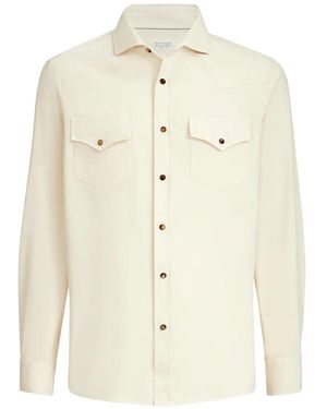 Brunello Cucinelli Garment-Dyed Easy-Fit Western Shirt - White