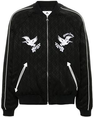 Marine Serre Black Jacquard Viscose Bomber Jacket