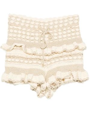Zimmermann Ruffled Crochet-Knit Shorts - Natural