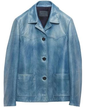 Prada Nappa Leather Jacket - Blue