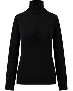 SOLOTRE Ruched Roll-Neck Sweater - Black