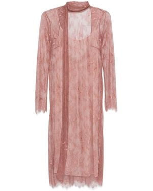 Blumarine Robe Mi-Longue En Dentelle Chantilly - Rose