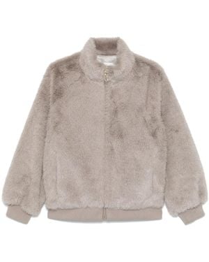 Sandro Babel High-Neck Faux-Fur Jacket - Grey