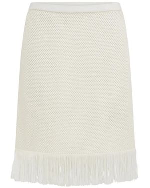 Ferragamo Minifalda Con Ribete De Flecos - Blanco