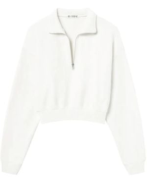 ÉTERNE Half-Zip Cropped Sweatshirt - White
