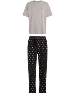 Karl Lagerfeld Pyjama mit Ikonen-Punkten - Weiß