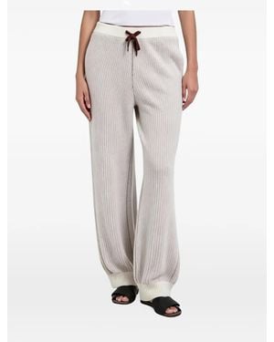 Brunello Cucinelli Ribbed-Knit Track Trousers - Grey