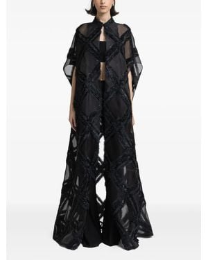 Gemy Maalouf Open Floor-Length Maxi Kaftan - Black