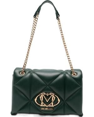 Love Moschino Logo-Plaque Quilted Shoulder Bag - Green