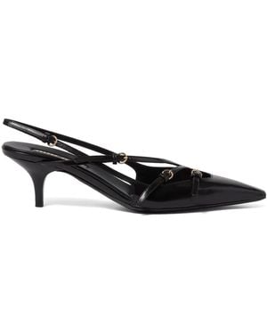 Miu Miu Logo Patent Slingback Pump - Black