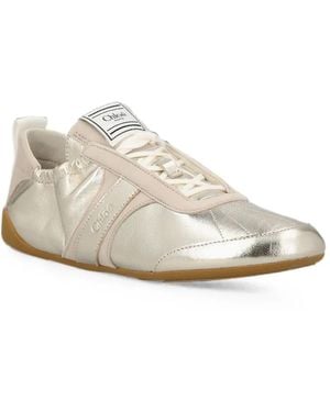 Chloé Metallic Leather Sneakers - White