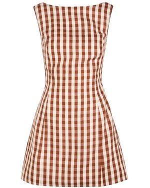 Faithfull the Brand Sofia Checked Linen Mini Dress - White