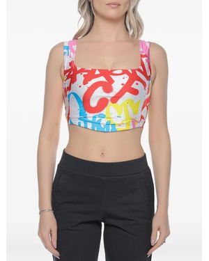 Chiara Ferragni Graffiti-Print Cropped Top - White