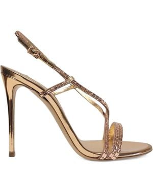 Casadei 100mm Crystal-embellished Slingback Sandals - メタリック