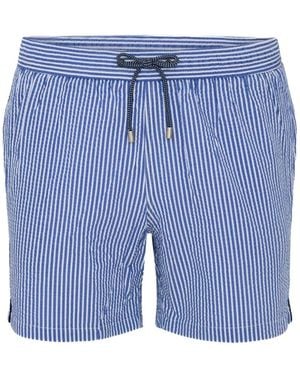 Patrick Assaraf Striped Drawstring Swim Shorts - Blue