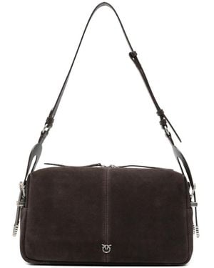 Pinko Medium Keeper Suede Shoulder Bag - Black