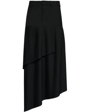 MM6 by Maison Margiela Asymmetric Fluid Gabardine Maxi Skirt - Black
