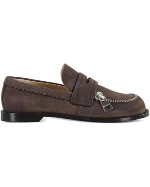 JW Anderson ジップディテール ローファー - ブラウン