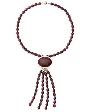 Julietta Clio Beaded Tassel Necklace - White