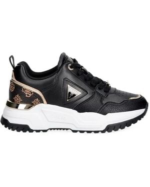 Guess Helada Logo-Plaque Paneled Sneakers - Black
