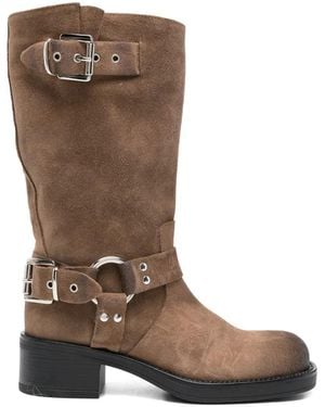 GISÉL MOIRÉ Stiefeletten mit Schnallen - Braun