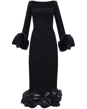 Gemy Maalouf Floral-Details Midi Dress - Black
