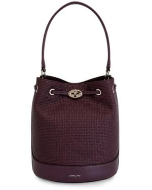 Zanellato Grid-Texture Leather Shoulder Bag - Purple