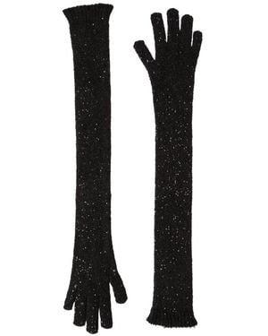 Brunello Cucinelli Sequin-Embellished Knitted Gloves - Black
