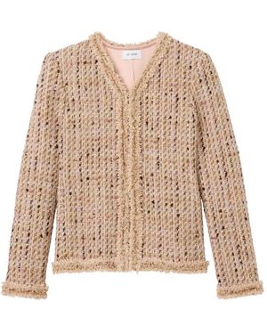 St. John Tweed Fringed Jacket - Natural