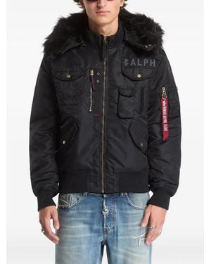 Alpha Industries Deflector Faux-Fur Trim Jacket - Black