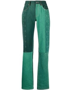 Marine Serre Moonogram Straight-Leg Jeans - Green