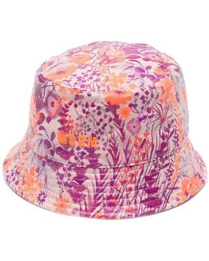MSGM Floral-Print Bucket Hat - Pink