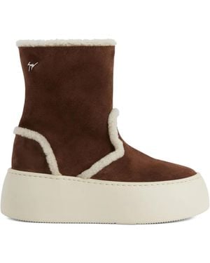 Giuseppe Zanotti Gz League Shearling Platform Boots - Brown