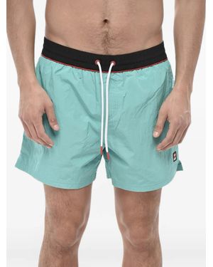 DIESEL Logo-Patch Drawstring Swim Shorts - Blue