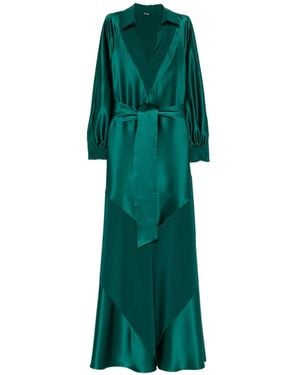 Kiton Tie-Waist Collared Maxi Dress - Green