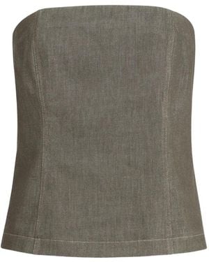 Brunello Cucinelli Denim-Effect Bandeau Top - Green