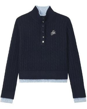 Musium Div. Geknöpfter Pullover Mit Zopfmuster - Blau