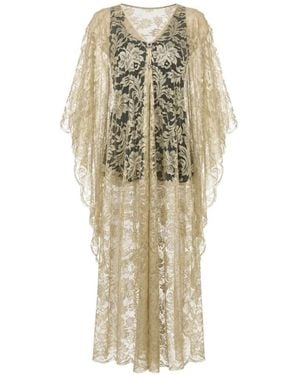 Dolce & Gabbana Floral-Lace Crystal-Embellished Maxi Dress - Metallic