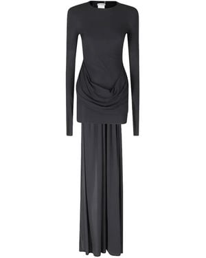 Amazuìn Nicola Draped Floor-Length Maxi Dress - Black