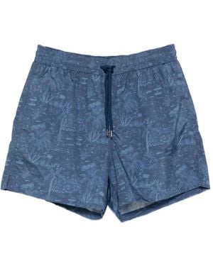 Caruso Drawstring Print Shorts - Blue