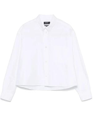 A.P.C. Cropped Cotton Shirt With Button-Down Collar - Weiß